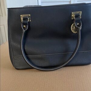 Anne Klein Black Saffiano Tote with Gold Hardware